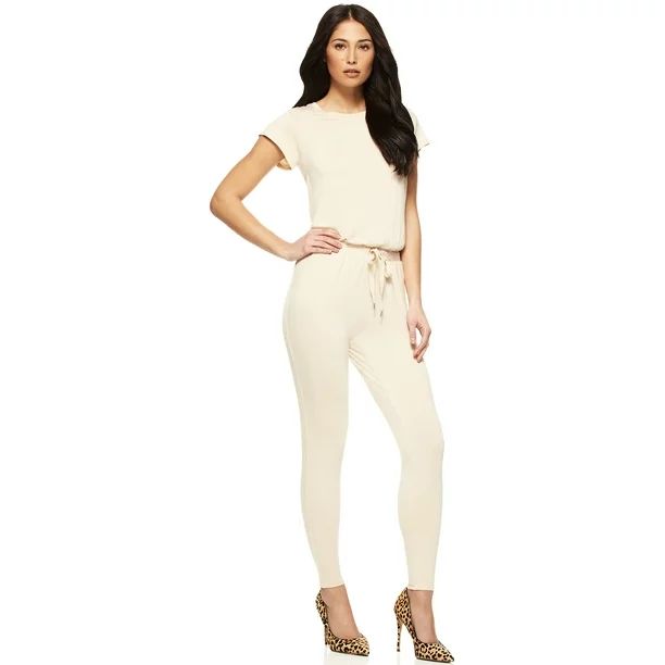 Sofia Jeans by Sofia Vergara Women's Short Sleeve Solid Jumpsuit | Walmart (US)