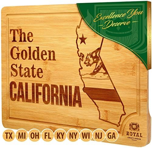 Bamboo State Cutting Board for Kitchen – California Cheese Board, Charcuterie Platter & Serving Tray | Amazon (US)