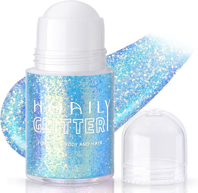 Roll-on Holographic Body Glitter Gel for Face Hair, Chamaleon Light Blue Color Changing Face Pain... | Amazon (US)