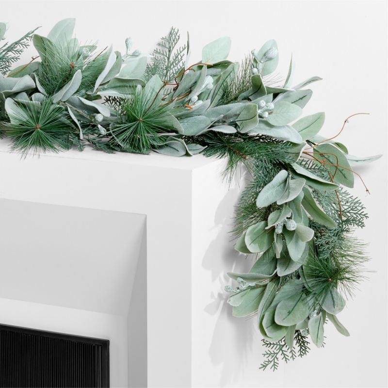 Faux Spruce and Eucalyptus Holiday Garland 6' | Crate & Barrel | Crate & Barrel