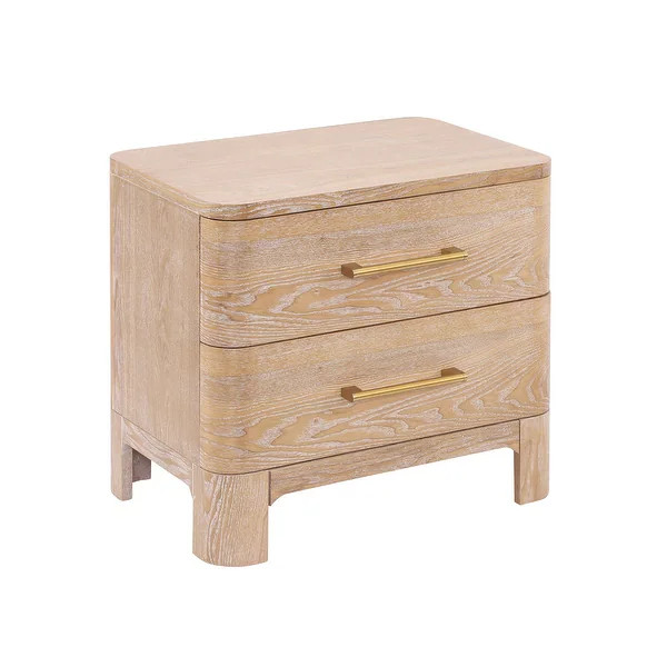 Christopher Knight Home - Modern Nightstand with 2 Drawers and Brushed Gold Handles - Light Natur... | Bed Bath & Beyond