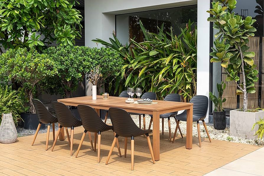 Amazonia | Teak Finish | Ideal for Patio and Outdoors Calabria 9-Piece Rectangular Dining Set, Br... | Amazon (US)