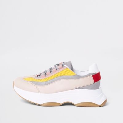 Pink chunky platform lace-up sneakers | River Island (UK & IE)