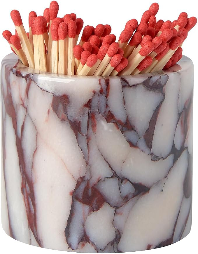 Luxury Natural Marble Match Holder with Striker \u2013Large 3.3" x 2.9" Calacatta Viola Stone Dec... | Amazon (US)