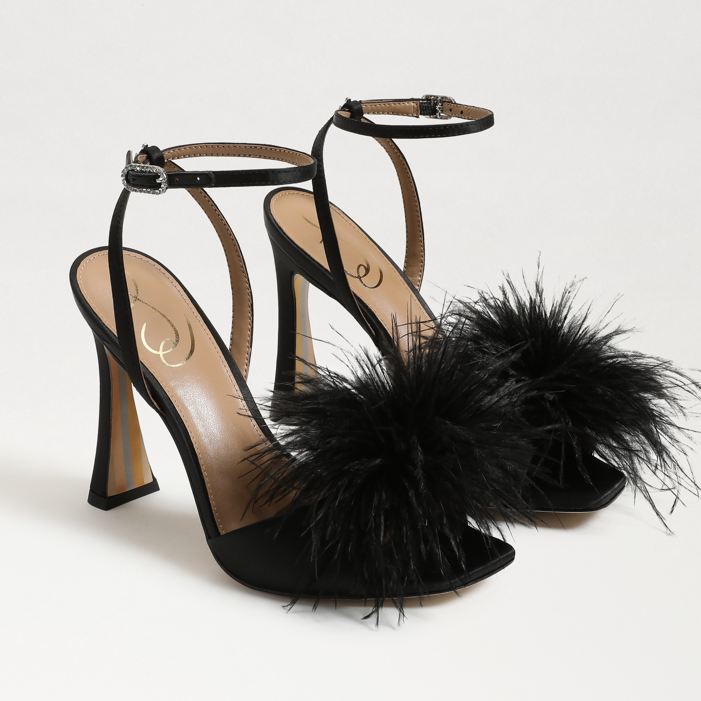 Sam Edelman Leon Feather Heel Black Satin 6.0 | Sam Edelman