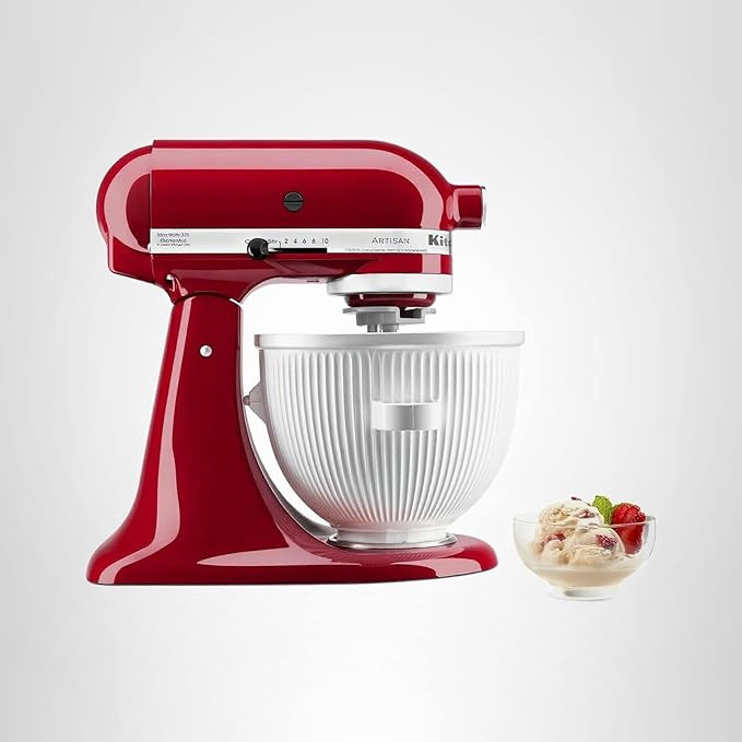 KitchenAid Ice Cream Maker Attachment for Stand Mixer, 2 Quart, KSMICM, White | Amazon (US)