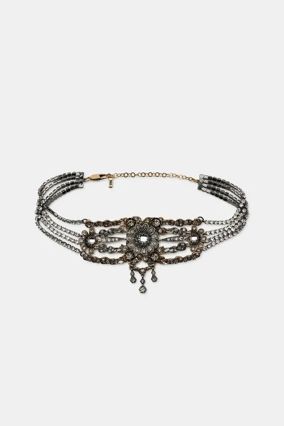 JEWELED FLOWER CHOKER | Zara US