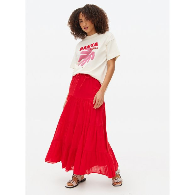 Red Maxi Boho Full Skirt 14 | Tu Clothing