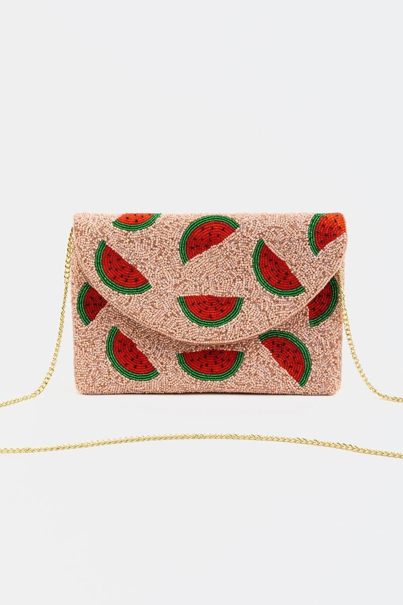 Amelia Beaded Watermelon Clutch | Francesca’s Collections