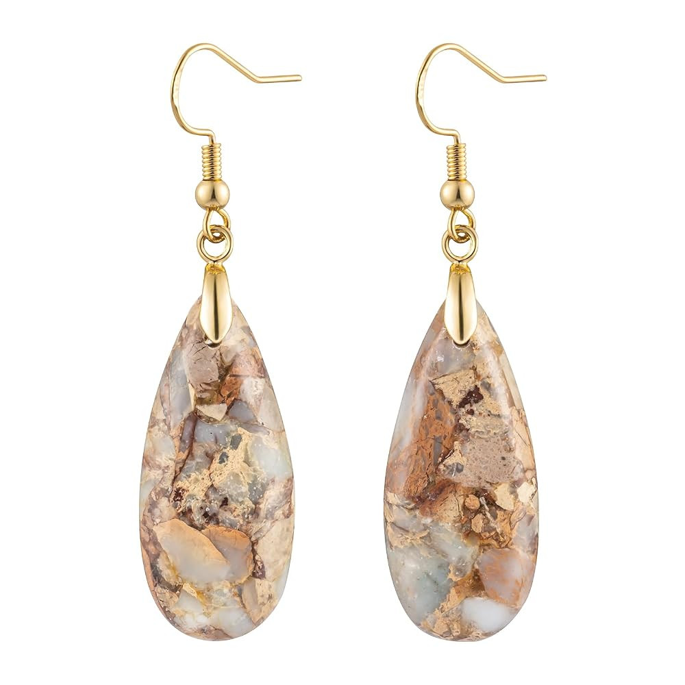 Stone Drop Earrings for Women Earrings Teardrop Jasper Stone Dangle Earrings | Amazon (US)