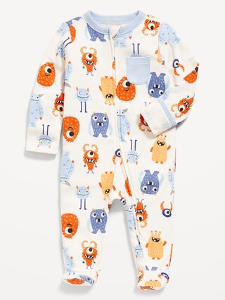 2-Way-Zip Sleep & Play Pocket Footed One-Piece for Baby | Old Navy (US)