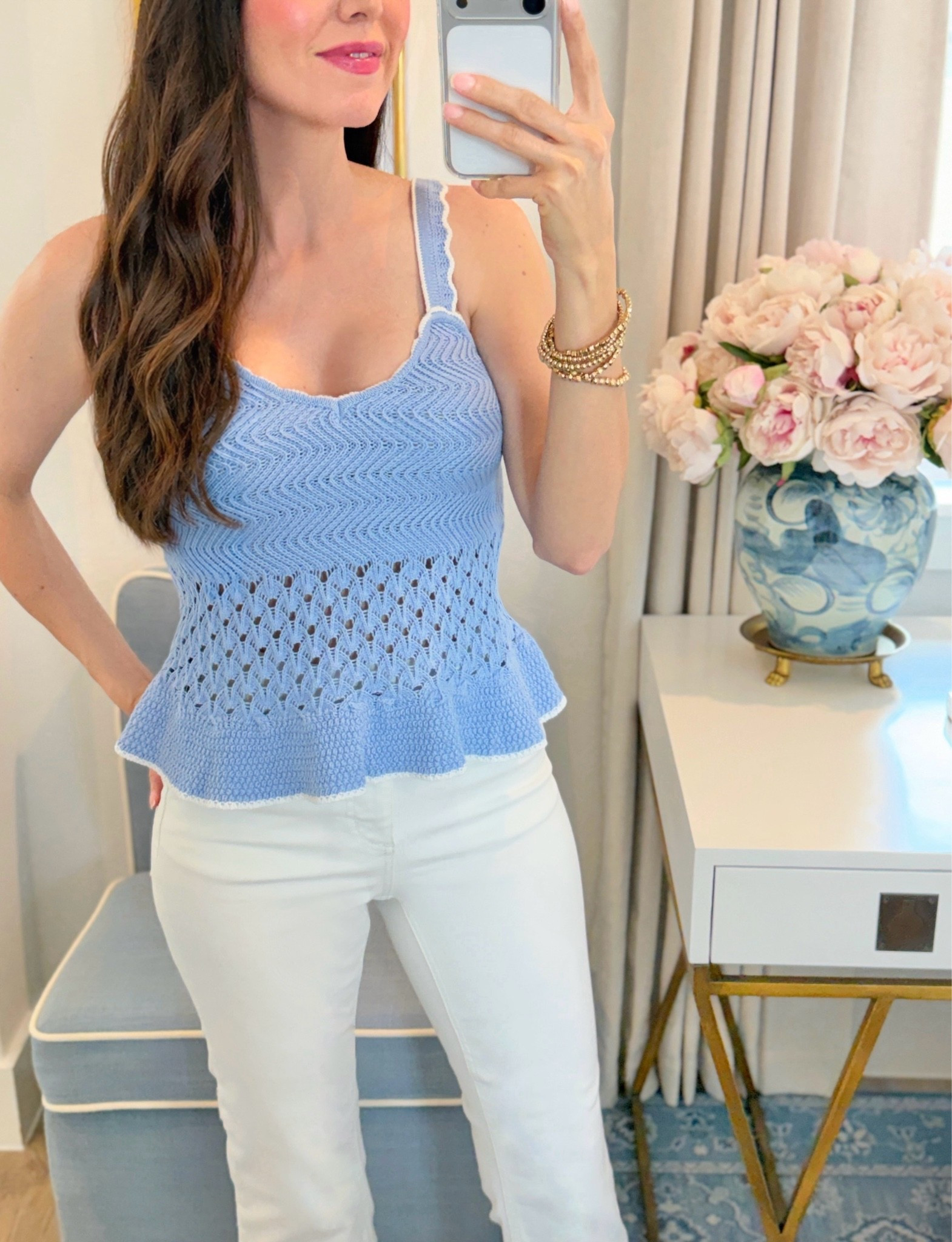 New Target top only $25 💙 blue sweater tank straight leg jeans white jeans mother denim