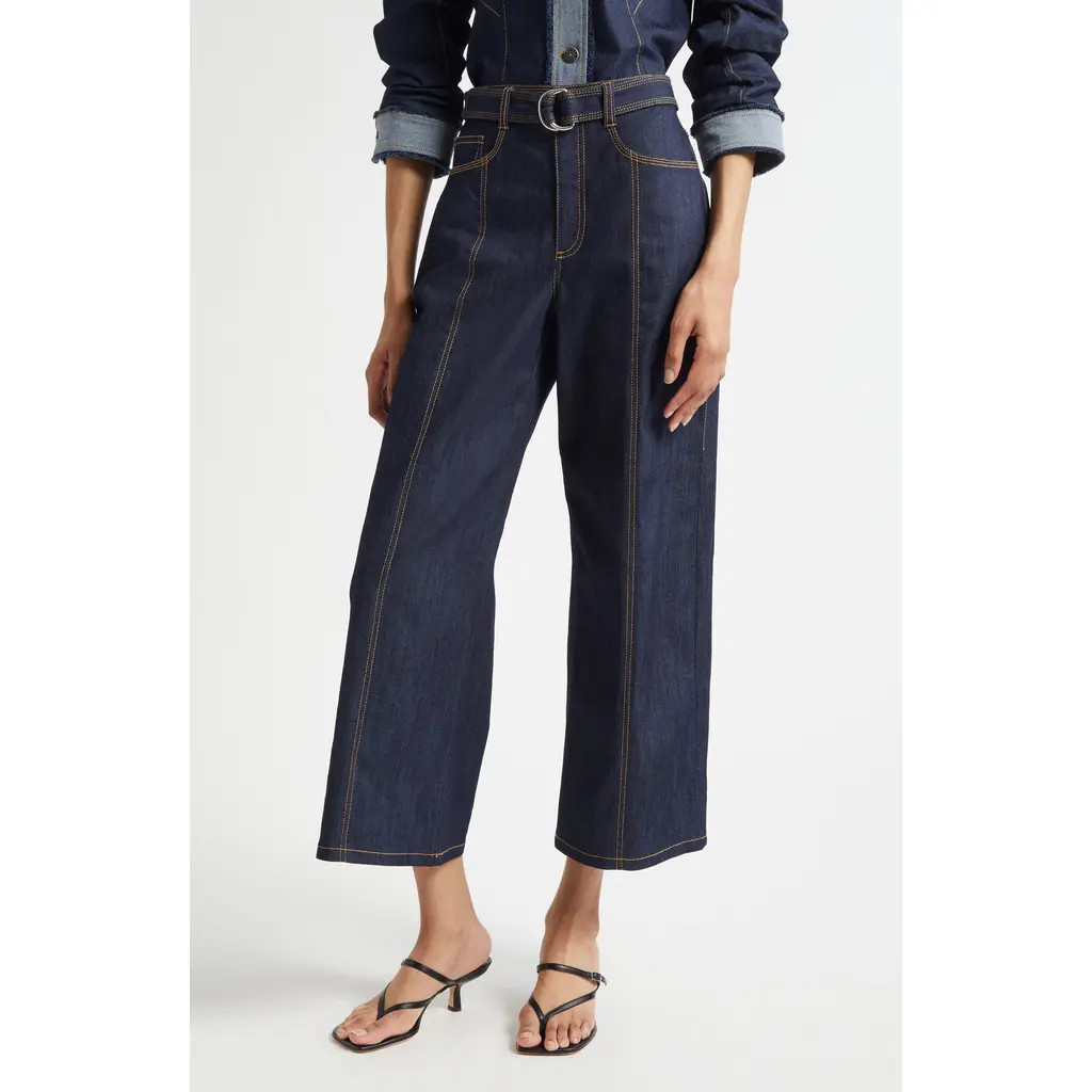 Cinq à Sept Madi Crop Wide Leg Jeans in Indigo at Nordstrom Rack, Size 12 | Nordstrom Rack