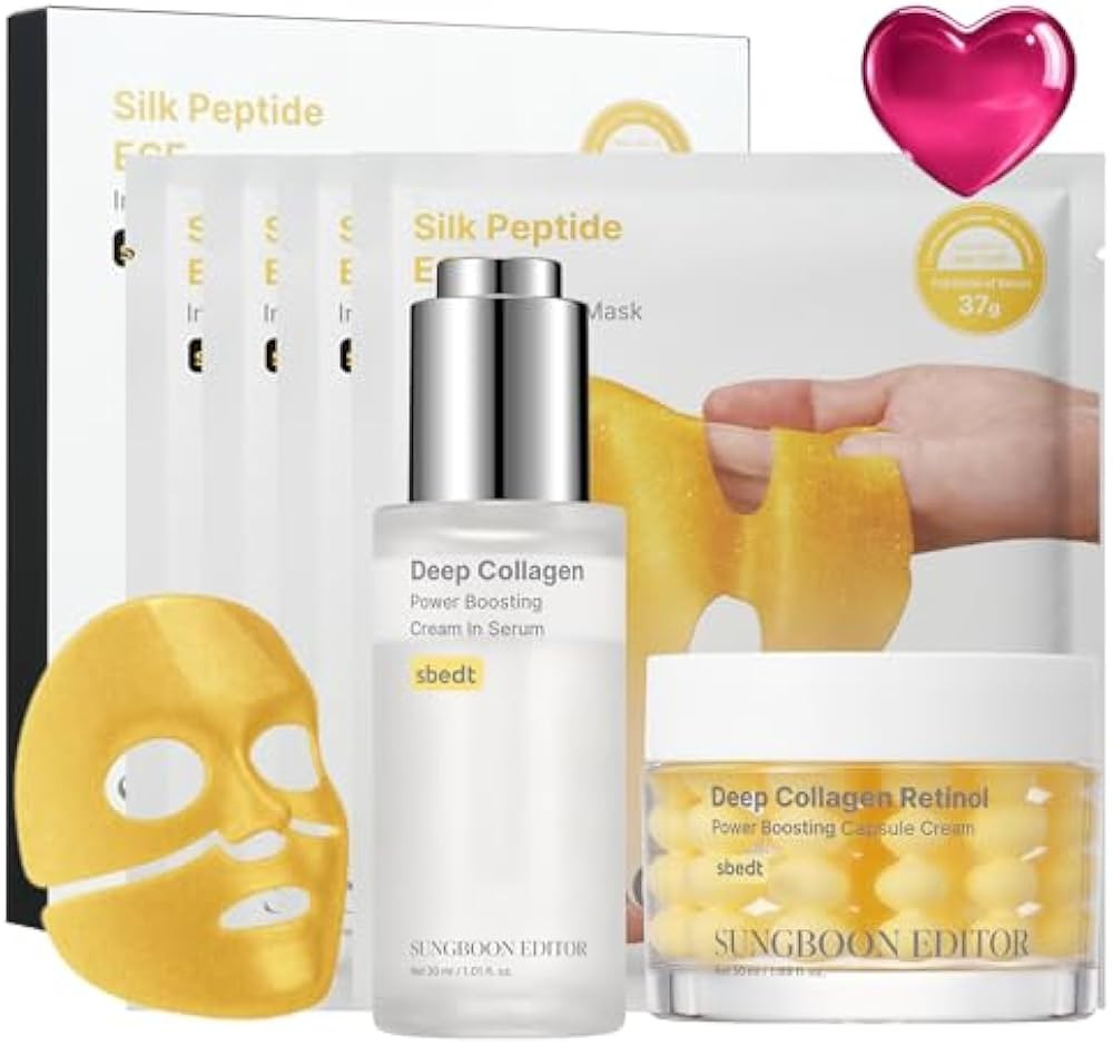 SUNGBOON EDITOR Golden Glow Plump-Looking Trio I Silk Peptide EGF Intensive Gold Mask & Deep Coll... | Amazon (US)
