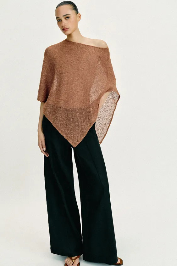 ASYMMETRIC METALLIC THREAD CAPE | Zara UK