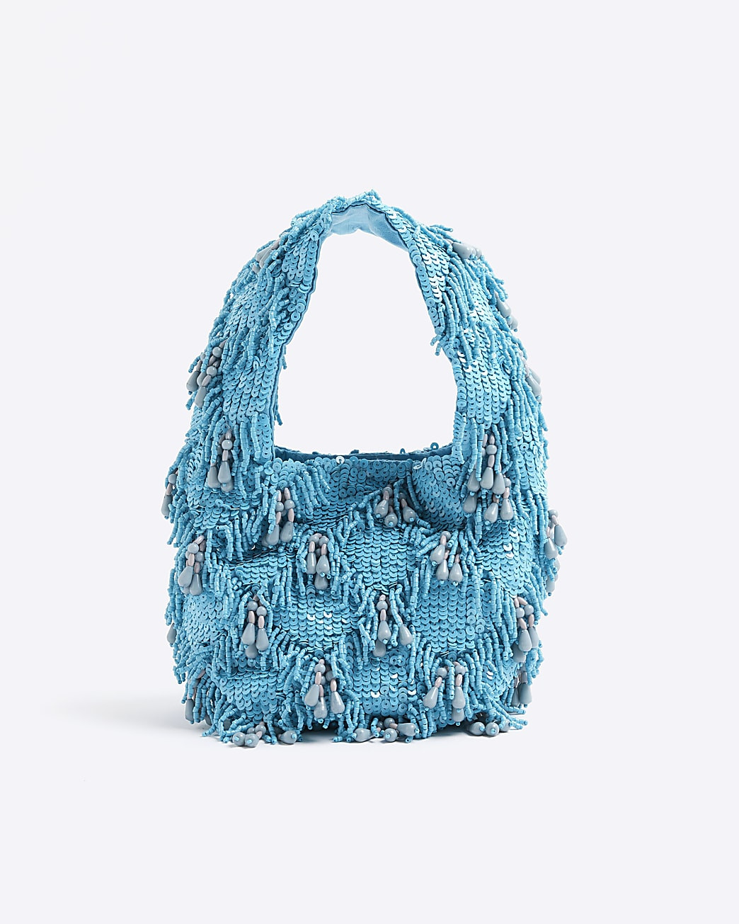 Blue Premium Beaded Grab Bag | River Island UK & IE