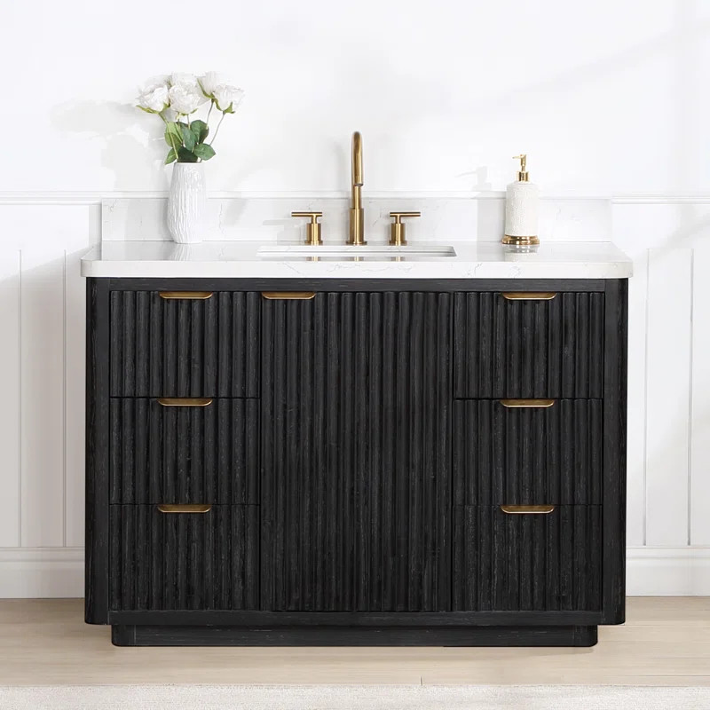 Xaivier 48'' Single Bathroom Vanity with Cultured Marble Top | Wayfair North America