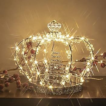 PEIDUO Christmas Jeweled Crown Tree Topper Adapter Plug in with 60 Warm White Lights LED Light Up... | Amazon (US)