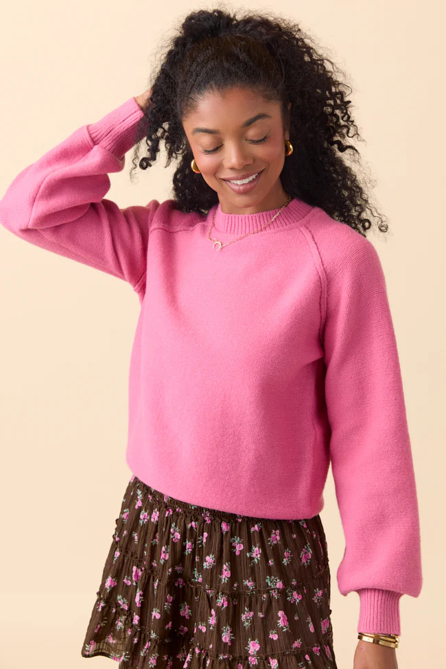Lisa Pink Crewneck Sweater | Pink Lily