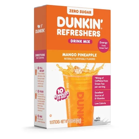 Dunkin' Refreshers Mango Pineapple, Singles to Go Powdered Drink Mix, 10 Count Packets | Walmart (US)