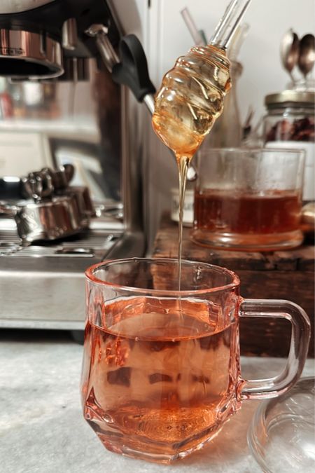 Cutest glass honey pot & dipper ever. Love me a simple, cute useful purchase!! Being it’s glass, helps keep your space feel clean and not cluttered! Cute gift for the tea lover in your circle. 

#LTKhome #LTKGiftGuide