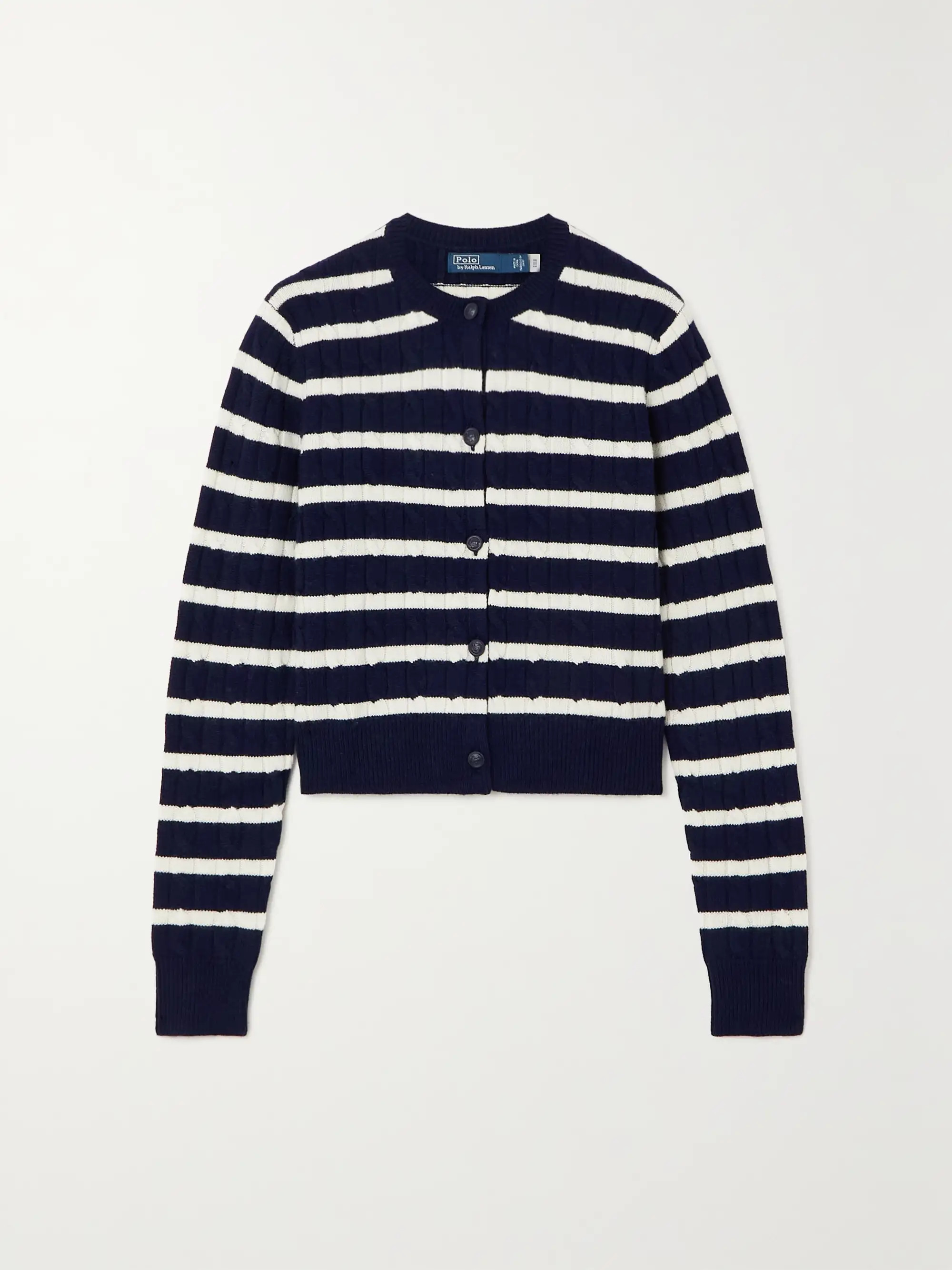 Striped cable-knit wool-blend cardigan | NET-A-PORTER (US)