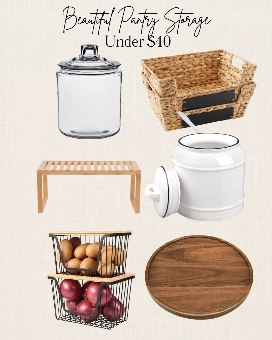 Beautiful Pantry Storage Finds Under $40

Creating a pantry that’s both beautiful and functional doesn’t have to cost a fortune. These French country-inspired storage finds are all under $40 and make it easy to organize everything from baking essentials to fresh produce while keeping your shelves warm, timeless, and clutter-free. Saving these ideas for my new pantry as we get ready to renovate! ✨

#PantryOrganization #FrenchCountryStyle #KitchenOrganization #HomeDecorFinds #KitchenStorage #LTKHome