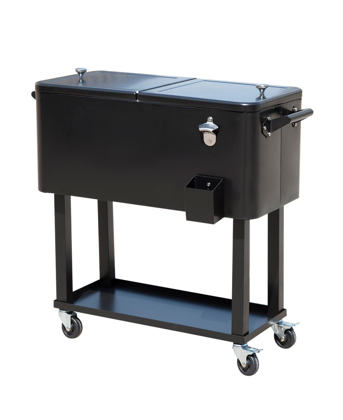 Outsunny 80 Qt Rolling Cooling Bins Ice Chest on Wheels Outdoor Stand Up Drink Cooler Cart for Party, Black - Black | Macy's