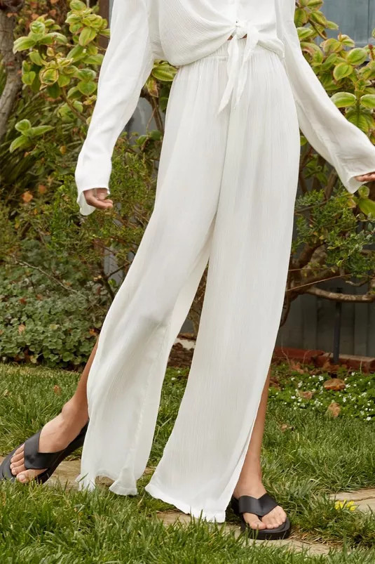 Eco Vero Viscose Crinkle Split Cover Up Pants | Nasty Gal (US)