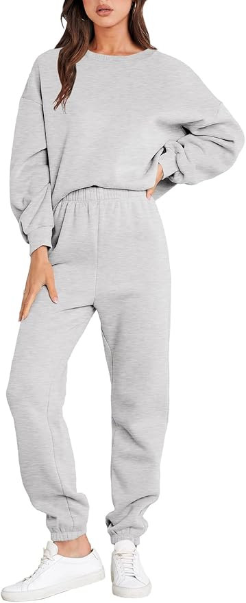 ANRABESS Women's Two Piece Outfits Long Sleeve Crewneck Sweatsuit with Jogger Pants Lounge Sets w... | Amazon (US)