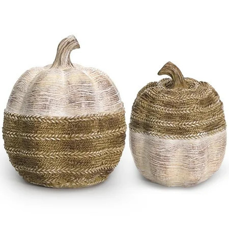 Ayieyill 2pcs Resin Pumpkin Decorations with Rattan Style Fall Decor Autumn Decor Thanksgiving Decorations for Home | Walmart (US)