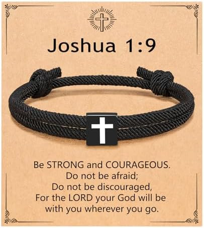 UNGENT THEM Men Adjustable Rope Cross Bracelet - Easter Christmas Christian Baptism Birthday Gift... | Amazon (US)
