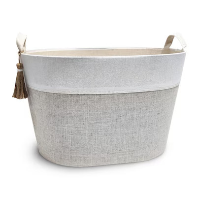 allen + roth 16-in W x 13.5-in H x 22-in D Cream Fabric Basket Lowes.com | Lowe's