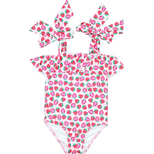 Pink And Red Strawberry Lycra Swimsuit | Cecil and Lou