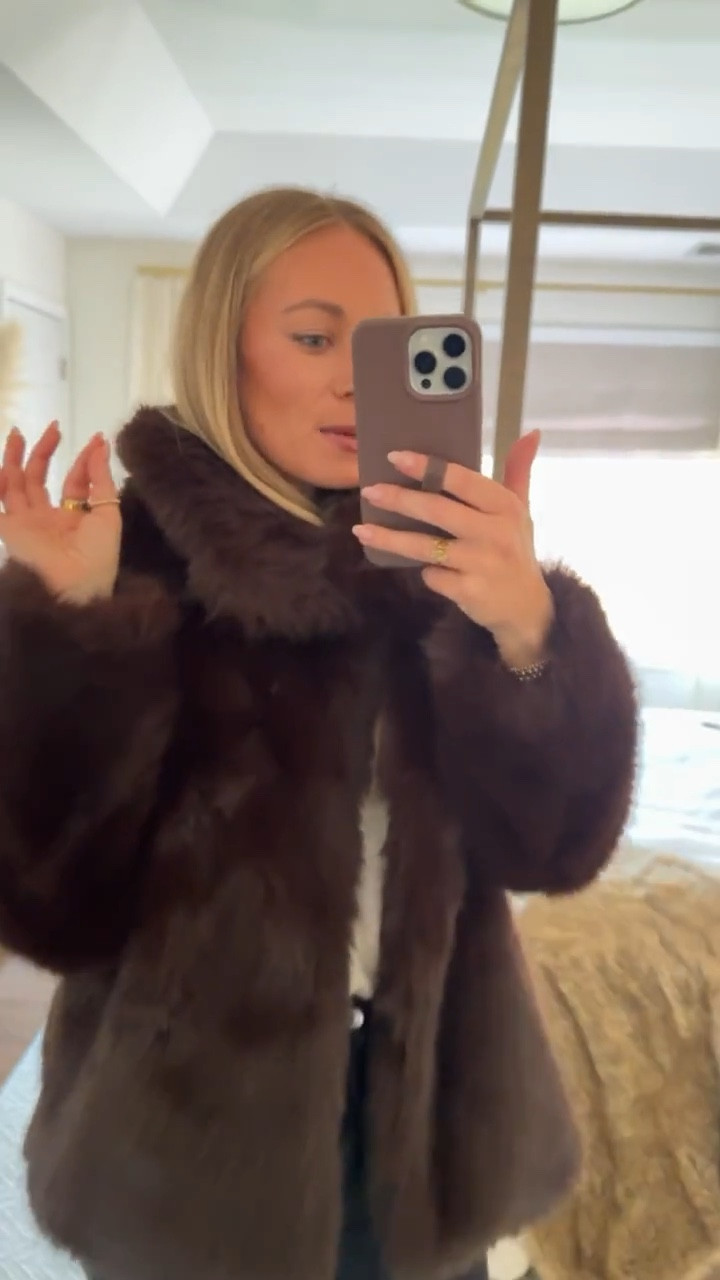 I am obsessed with this chocolate brown faux fur coat from Aritzia! Currently on sale 🤎 Wearing a size small. 

#LTKHoliday #LTKCyberWeek #LTKGiftGuide