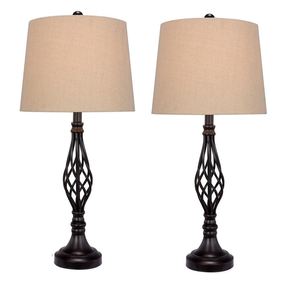 Fangio Lighting Fangio Lighting's Two 27 in. Black Metal Table Lamps For The Price Of One-W-1462B... | The Home Depot