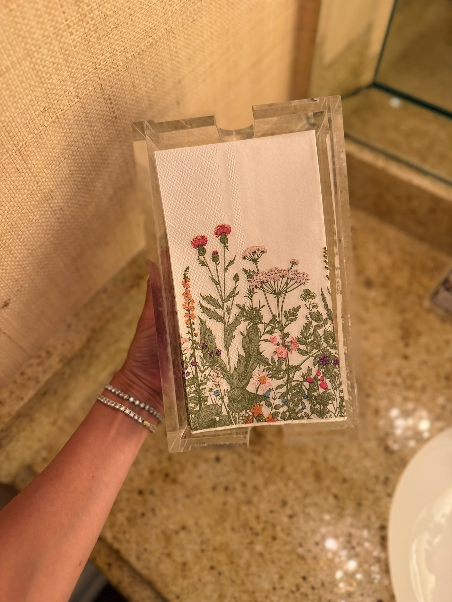 Every powder bath needs a cute acrylic napkin holder with decorative napkins! 

#LTKMothersDay #LTKHome #LTKSaleAlert