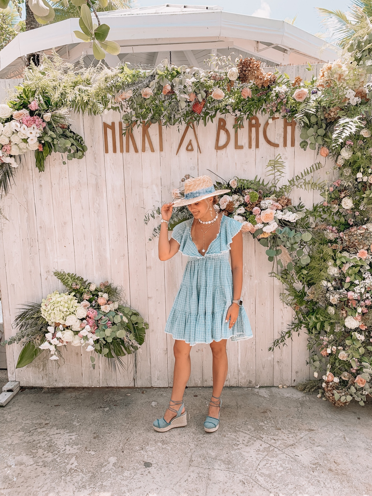 Denim on Denim on Denim💙 I paired this adorable #FreePeople sundress with denim wedges and a rafia hat with a #denim accent! This is a beautiful summer vacation outfit for any location☀️
#FreePeople #NikkiBeach #Denim #Beach #Summer #summerdress #sundress #wedges #hat #summerhat #vacationlook #vacation

#LTKfit #LTKSeasonal #LTKstyletip