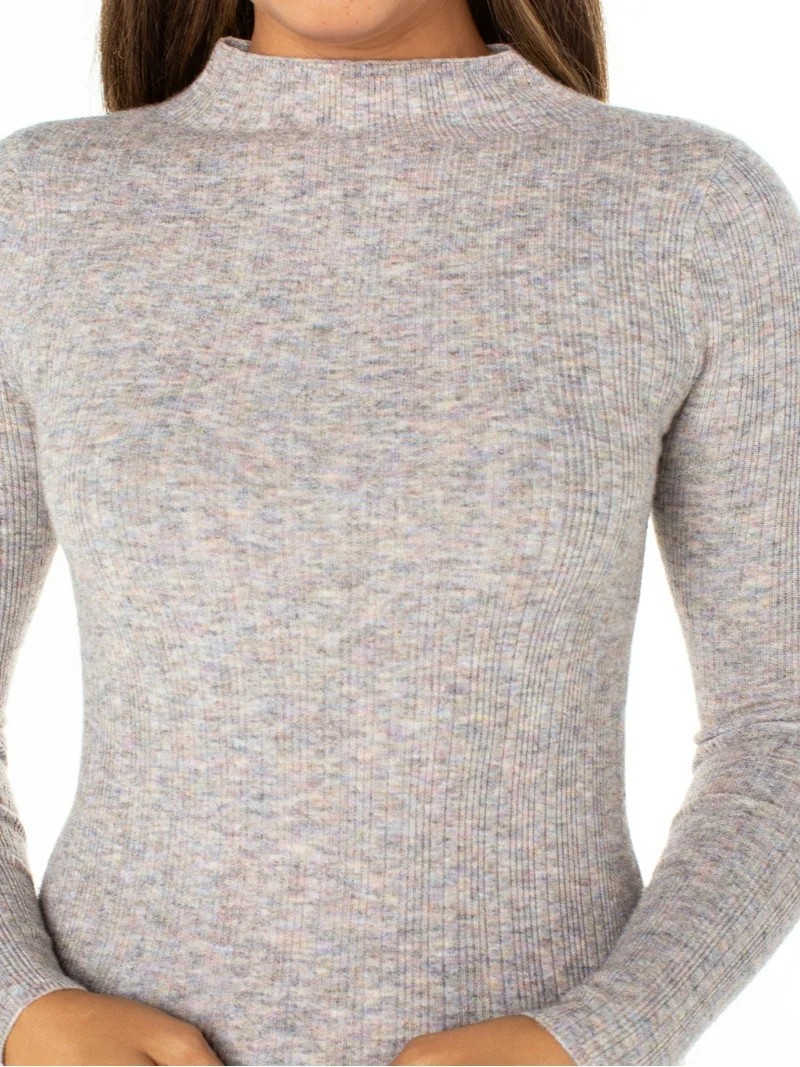 Celebrity Pink Women's Long Sleeve Mock Neck Rib Top, Sizes XS-XXXL | Walmart (US)