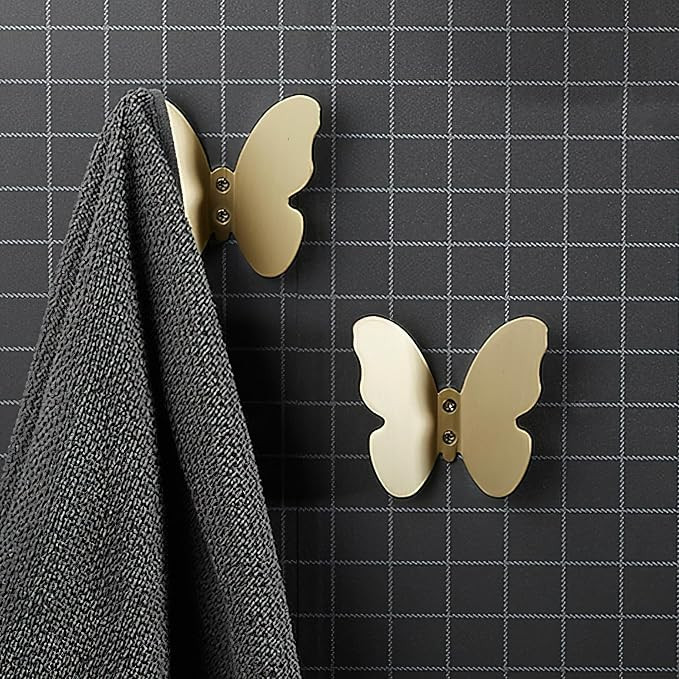 Z metnal Wall Hooks Decorative, Small Modern Gold Brass Hook, Butterfly Bath Towel Hook, Coat Hat... | Amazon (US)