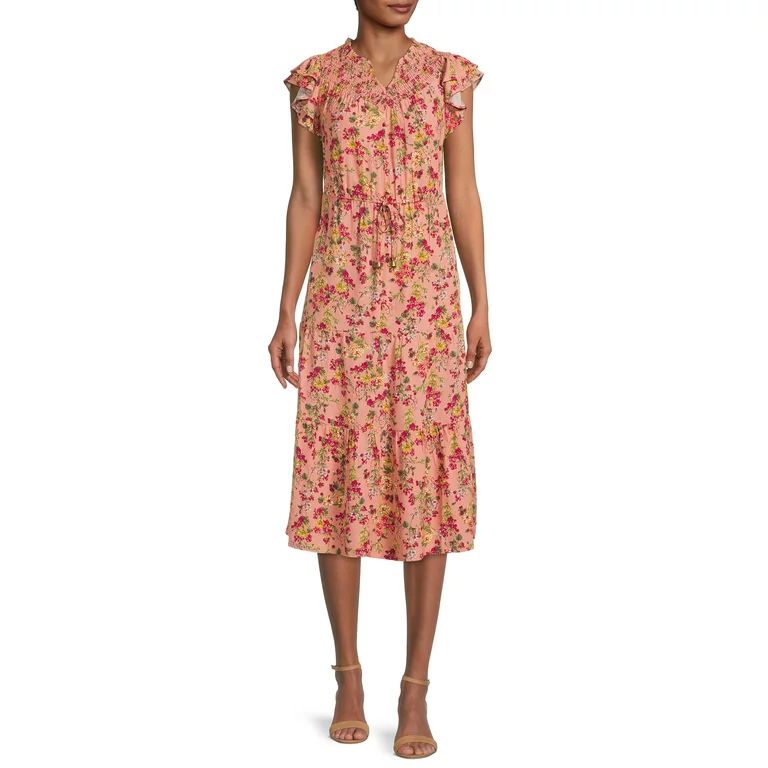 Time and Tru Women's Smocked Midi Dress | Walmart (US)