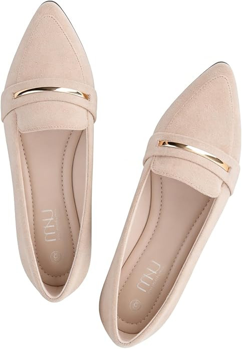 MUSSHOE Loafers for Women Pointed Toe: Dressy Gold Bit Flats, Suede BusinessCasual Slip On Shoes ... | Amazon (US)
