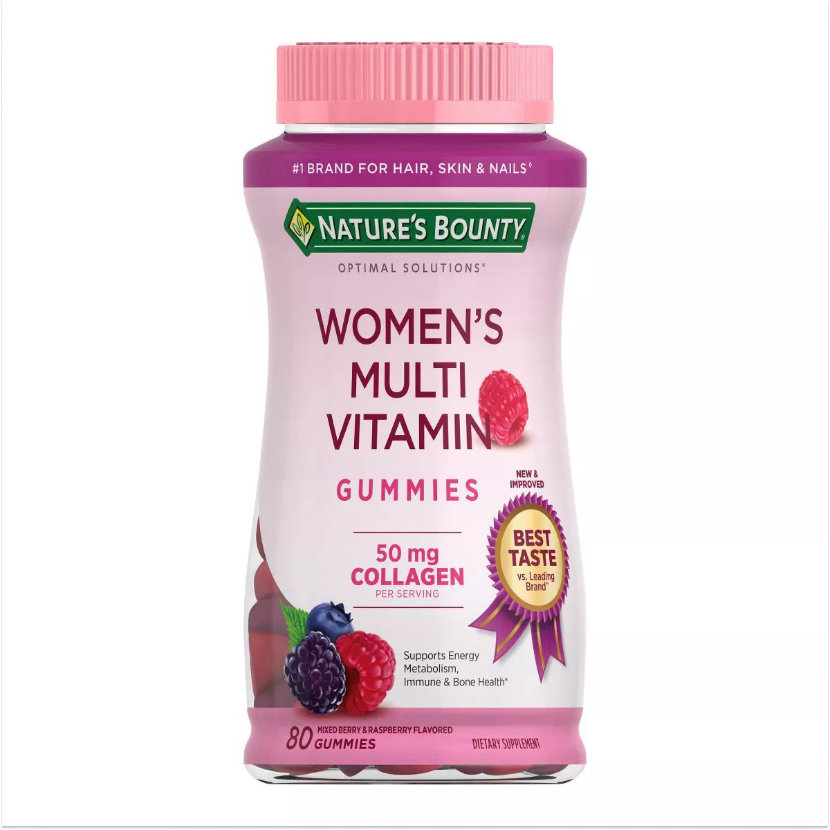 Nature's Bounty Optimal Solutions Women's Multivitamin Gummies - Mixed Berry and Raspberry - 80ct | Target