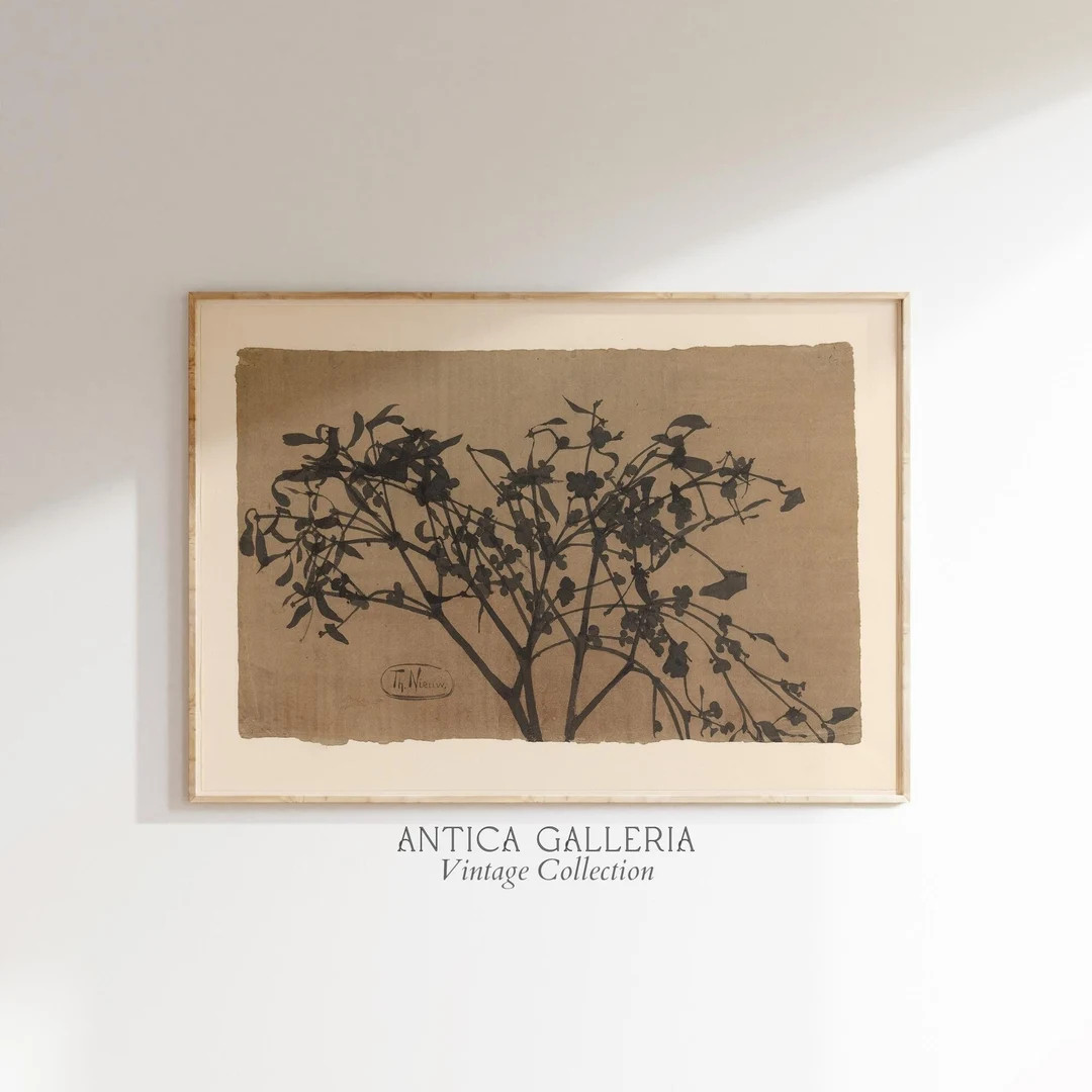 Watercolor Neutral Wildflower Print, Vintage Botanical Art, Moody Dark Branch, Minimalist Farmhou... | Etsy (US)