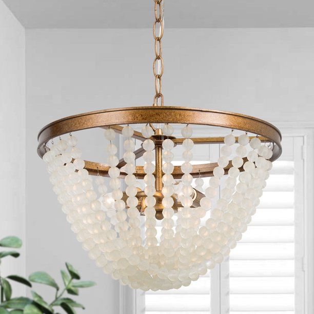 LNC Beaded Chandelier 3-Light Boho Lighting with Glass Beads, Antique Gold Finish, for Dining Roo... | Walmart (US)