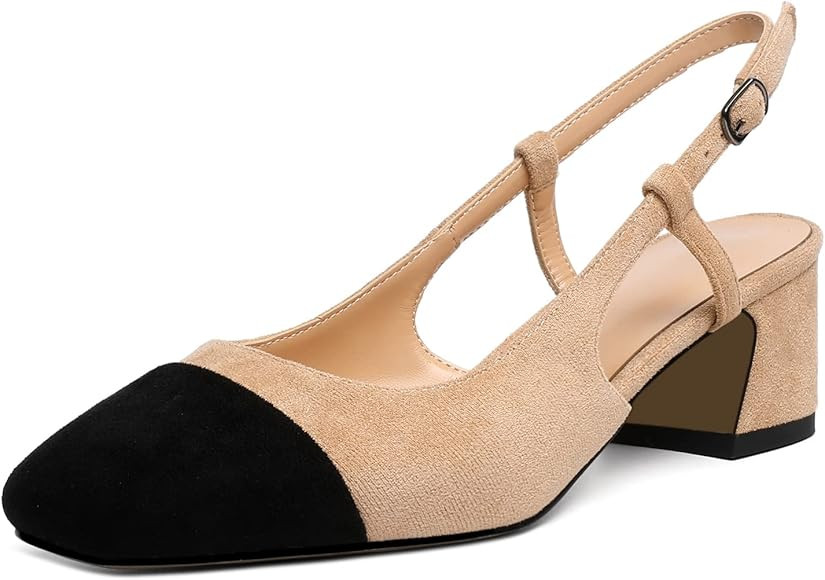 EDEFS Pumps Damen Blockabsatz Slingback Schnalle Eckige Zehenkappe 5CM Sexy Hochzeit Büro Schuhe | Amazon (DE)