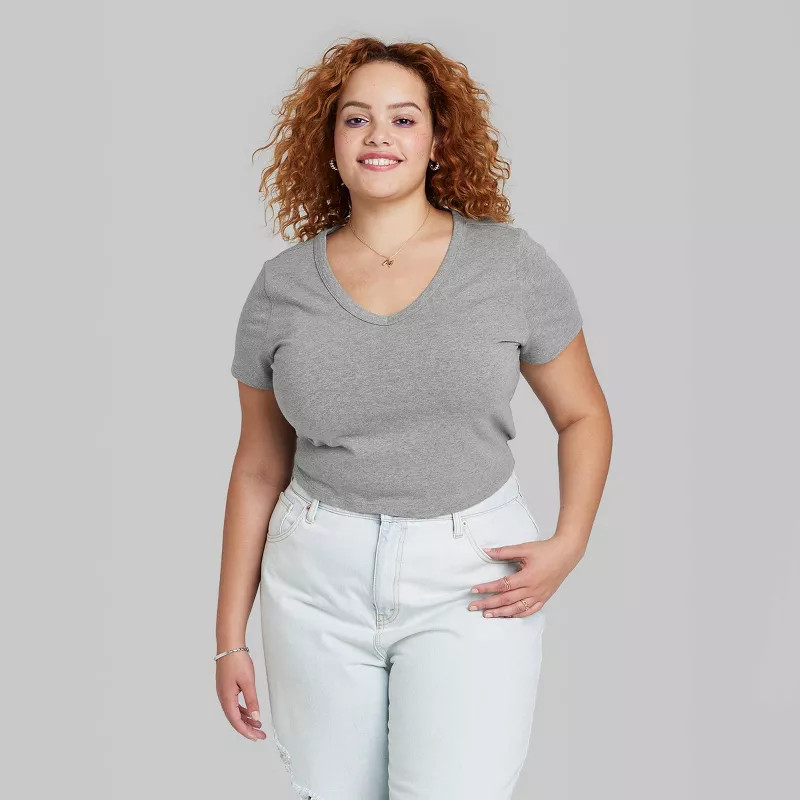 Women's Short Sleeve V-Neck Cropped T-Shirt - Wild Fable™ | Target