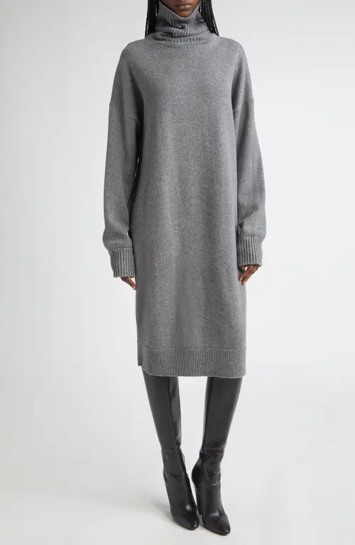 Michael Kors Collection Oversize Long Sleeve Turtleneck Cashmere Sweater Dress in Banker Melange at Nordstrom, Size Medium | Nordstrom