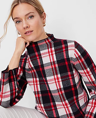 Ann Taylor Petite Plaid Relaxed Sweater | Ann Taylor (US)