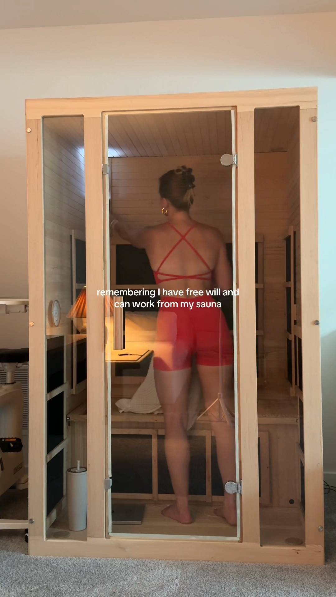 6/19/25 sauna & Amazon workout set 🫶🏼 amazon infrared sauna, amazon workout set, at home sauna, morning wellness routine, cozy home gym, wellness essentials, daily reset, self care, hot girl healing, fitness at home, amazon wellness finds